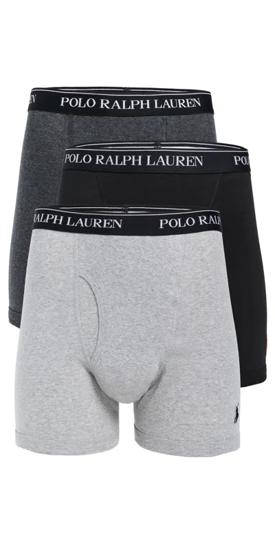 Polo Ralph Lauren Classic Fit Cotton Boxer Briefs 3 Pack Andover/madison/polo Black In Gray