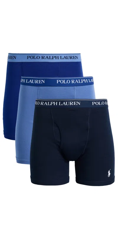Polo Ralph Lauren Classic Fit Cotton Boxer Briefs 3 Pack Resortblue/rugbyroyal/navy In Blue