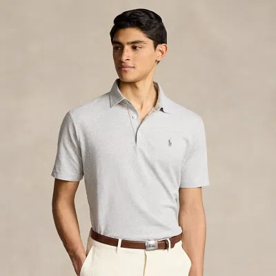 Polo Ralph Lauren Classic Fit Cotton-linen Mesh Polo Shirt In Grey