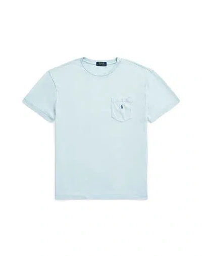 Polo Ralph Lauren Classic Fit Cotton-linen Pocket T-shirt Man T-shirt Light Blue Size L Cotton, Line