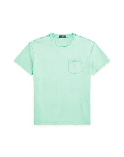 Polo Ralph Lauren Classic Fit Cotton-linen Pocket T-shirt Man T-shirt Light Green Size L Cotton, Lin