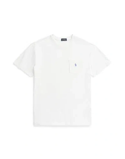 Polo Ralph Lauren Classic Fit Cotton-linen Pocket T-shirt Man T-shirt White Size L Cotton, Linen