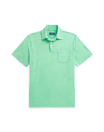 Polo Ralph Lauren Classic Fit Cotton-linen Polo Shirt Man Polo Shirt Light Green Size L Cotton, Line