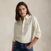 Polo Ralph Lauren Solid Color Button-down Collar Shirt With Embroidered Logo In White