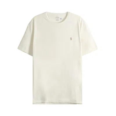 Pre-owned Polo Ralph Lauren Classic Fit Crewneck T-shirt 'parchment Cream' | Men's Size L In White