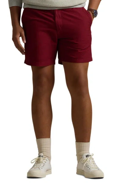 Polo Ralph Lauren Classic Fit Flat Front Elastic Waist Chino Shorts In Red Carpet