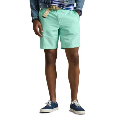 Polo Ralph Lauren Classic Fit Flat Front Linen & Cotton Blend Chino Shorts In Aqua Verde