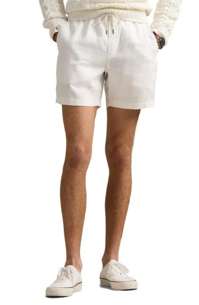 Polo Ralph Lauren Classic Fit Flat Front Linen Drawstring Shorts In Deckwash White