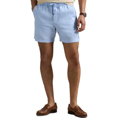 Polo Ralph Lauren Classic Fit Flat Front Linen Drawstring Shorts In Blue