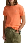 Polo Ralph Lauren Custom Slim Fit Jersey Crewneck T-shirt Man T-shirt Orange Size Xl Cotton In Orange