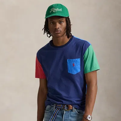 Polo Ralph Lauren Classic Fit Jersey Pocket T-shirt In Light Navy Multi