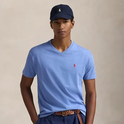 Polo Ralph Lauren Classic Fit Jersey V-neck T-shirt In Campus Blue