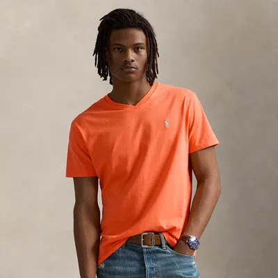 Polo Ralph Lauren Classic Fit Jersey V-neck T-shirt In Classic Peach