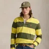 Polo Ralph Lauren Classic Fit Khaki-collar Rugby Shirt In New Olive/sunfish Yellow