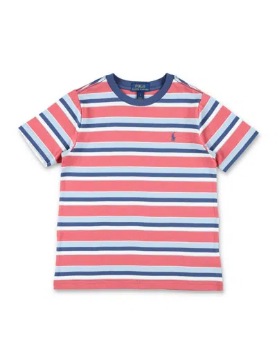 Polo Ralph Lauren Classic Fit Kids' Striped Mini T-shirt In Red/navy