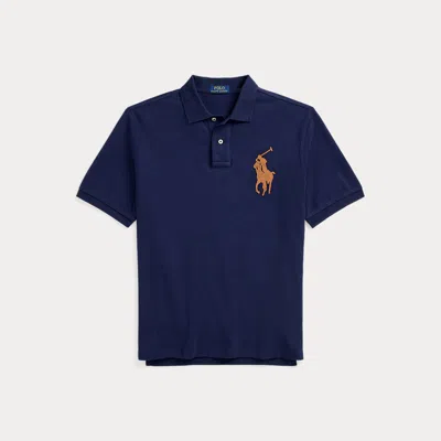 Polo Ralph Lauren Classic Fit Leather-pony Mesh Polo Shirt In 蓝色