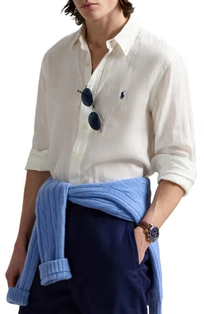 Polo Ralph Lauren Classic Fit Linen Button-down Shirt In Deckwash White