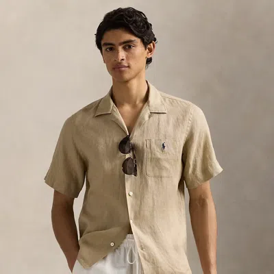 Polo Ralph Lauren Classic Fit Linen Camp Shirt In Coastal Beige