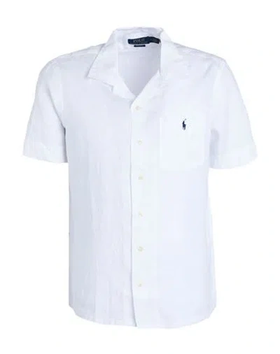 Polo Ralph Lauren Classic Fit Linen Camp Shirt Man Shirt White Size L Linen