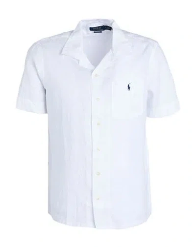 Polo Ralph Lauren Classic Fit Linen Camp Shirt Man Shirt White Size L Linen In White