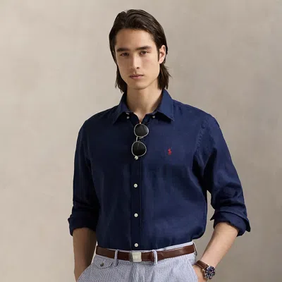 Polo Ralph Lauren Classic Fit Linen-cotton Shirt In Newport Navy