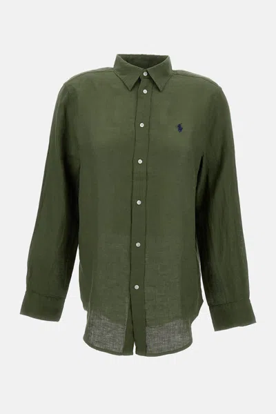 Polo Ralph Lauren Classic Fit Linen Shirt In Green