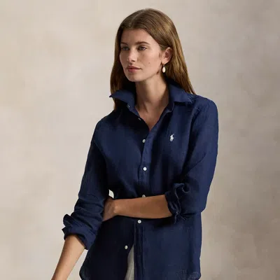 Polo Ralph Lauren Classic Fit Linen Shirt In Tidal Navy In Blue