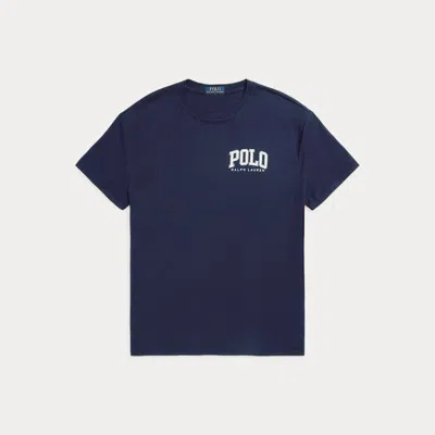 Polo Ralph Lauren Crew Neck Graphic Print Chest Pocket In Navy/white