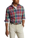 Polo Ralph Lauren Classic Fit Long Sleeve Button Front Oxford Workshirt In Red/green Multi