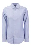 Polo Ralph Lauren Light Blue Shirt With Classic Collar And Pony Embroidery On The Front In Blue