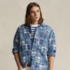 Polo Ralph Lauren Classic Fit Patchwork Madras Camp Shirt In Blue