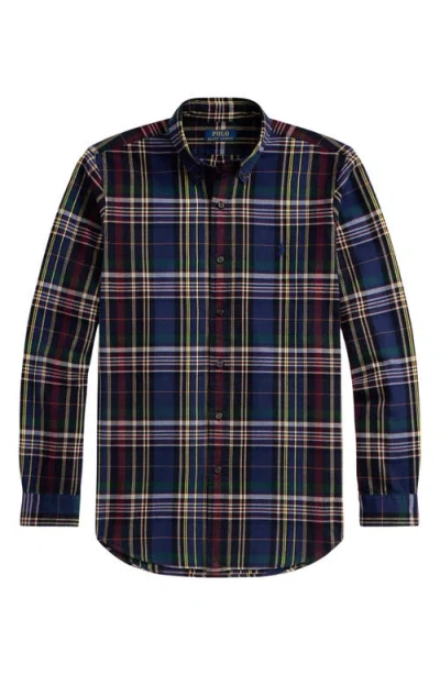 Polo Ralph Lauren Classic Fit Plaid Cotton Oxford Button-up Shirt In Blue
