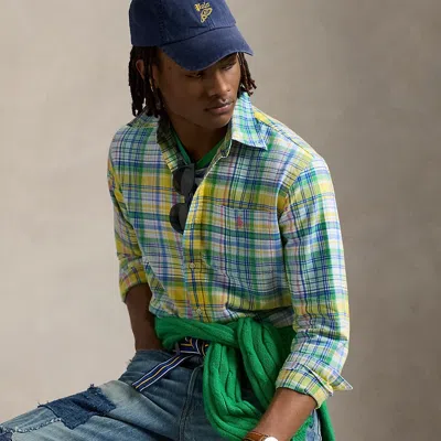 Polo Ralph Lauren Classic Fit Plaid Oxford Shirt In Yellow/green Multi