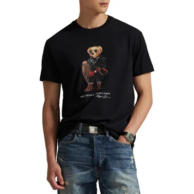 Polo Ralph Lauren Slim-fit Crew Neck T-shirt With Graphic Bear Print In Black