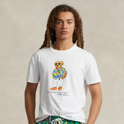 Polo Ralph Lauren Classic Fit Polo Bear Jersey T-shirt In Sp White Beach Club Bear
