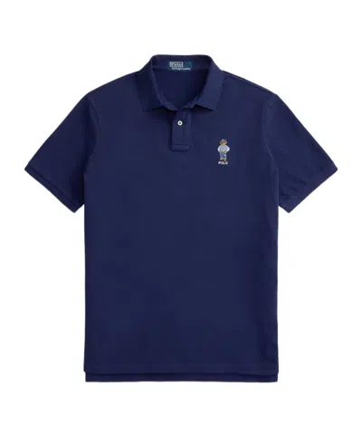 Polo Ralph Lauren Classic Fit Polo Bear Mesh Polo Shirt In Blue