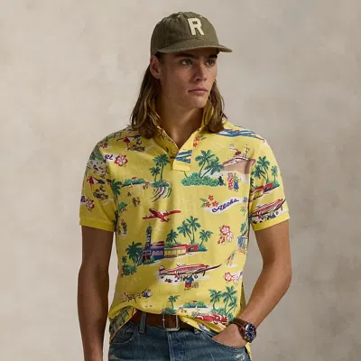 Polo Ralph Lauren Classic Fit Polo Bear Mesh Polo Shirt In Holiday Bear Yellow
