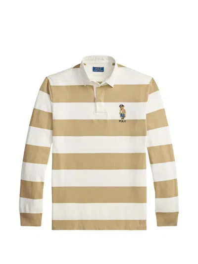 Polo Ralph Lauren Classic Fit Polo Bear Rugby Shirt In Neutrals