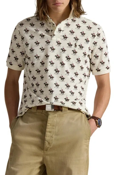 Polo Ralph Lauren Polo Player-print Polo Shirt In Neutral