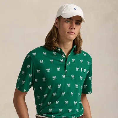 Polo Ralph Lauren Classic Fit Racquet-print Polo Shirt In Green Mult