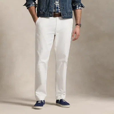 Polo Ralph Lauren Classic Fit Repaired Twill Pant In Deckwash White W/ Repairs