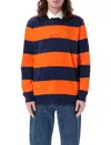 Polo Ralph Lauren Classic Fit Rugby Polo Shirt In Orange Blue