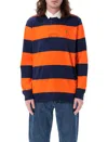 Polo Ralph Lauren Classic Fit Rugby Polo Shirt In Orange Blue