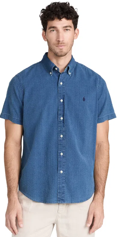Polo Ralph Lauren Classic Fit Seersucker Shirt Dark Indigo In Indigo Blue