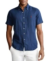 Polo Ralph Lauren Classic Fit Short-sleeve Linen Shirt In Newport Navy