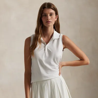 Polo Ralph Lauren Classic Fit Sleeveless Polo Shirt In Ceramic White