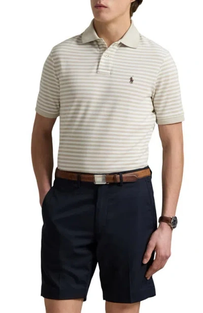 Polo Ralph Lauren Classic Fit Stripe Cotton Piqué Polo In White