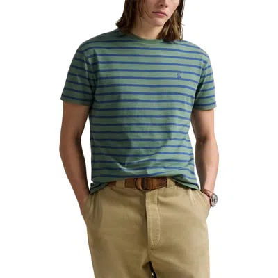 Polo Ralph Lauren Classic Fit Stripe Cotton T-shirt In Green