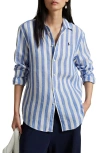 Polo Ralph Lauren Classic Fit Stripe Linen Button-up Shirt In Blue