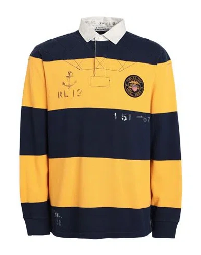 Polo Ralph Lauren Classic Fit Striped Jersey Rugby Shirt Man Sweatshirt Navy Blue Size L Cotton